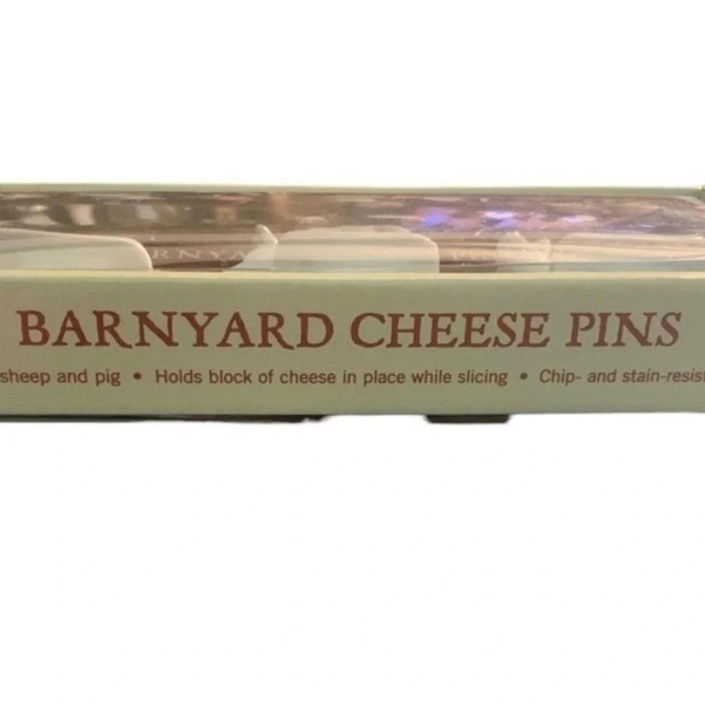 Sur la Table Barnyard Cheese Pins Porcelain Set of 3 COW SHEEP PIG New